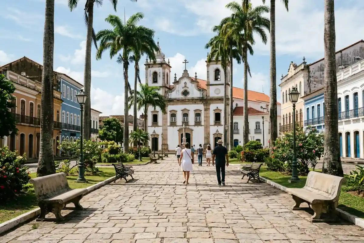 Praça e igreja colonial no roteiro do centro histórico de São Luís