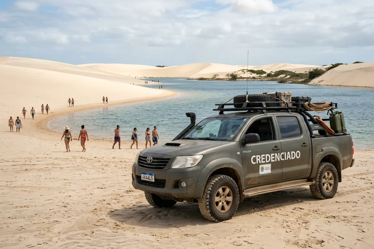 Veículo 4x4 credenciado no passeio pelas dunas dos Lençóis Maranhenses